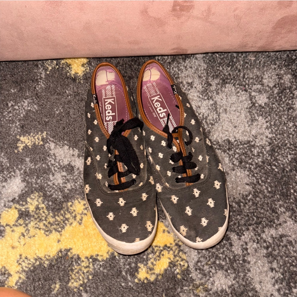 Keds Black and White Sneakers with Pink Interior